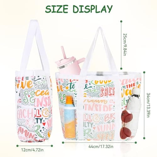 MOFASVIGI Waterproof Mesh Beach Bag Women with Pockets Foldable — view 5