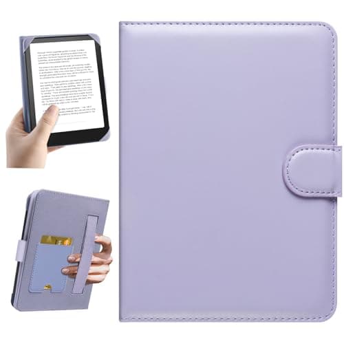 HoYiXi Universal Case for 6.8-7'' Kindle eReader Compatible with Paperwhite/Pocketbook and Tolino/Kobo Clara 2E/Kobo Clara HD,6.8" -7'' eReader Protective Cover with Built-in Card Slot,Purple