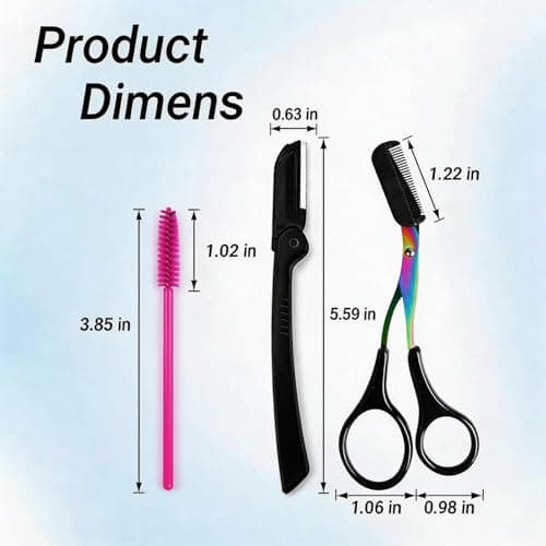 Rainbow Eyebrow Scissors Set, 5Pcs Brow Grooming Kit with Trimmer Razor & Comb, Stainless Steel Eyebrow Trimmer for Men & Women, Precision Brow Scissors with Eyelash Comb — view 2