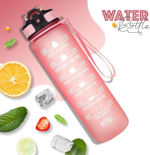 Active 100 1L Water Bottle with Straw, Motivational Time Marking | Dishwasher Safe | Leak-Proof | BPA-Free Drinks Bottle for Fitness, Work, Travel & Outdoor Use — view 2