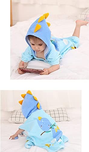 Hilmocho Kids Hooded Beach Towel Poncho Children Bath Towel Bathrobe Animal Cotton Swimming Pool Shower Towel for Boys Girls — view 6