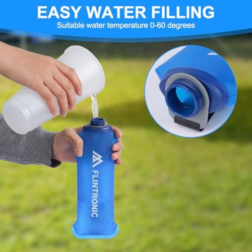 flintronic 2 Pcs Soft Flask, 500 ml/17oz TPU Foldable Running Water Bottle, Handheld Drinking Flask with Wrist Strap and Carabiner Clips, BPA-Free, BPA-Free, for Running, Cycling, Hiking, Marathon — view 5