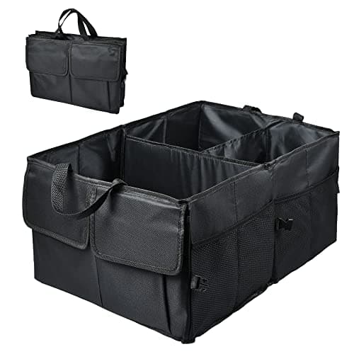 Car Boot Organiser Trunk Organiser with Multi Compartment, Foldable (Black）