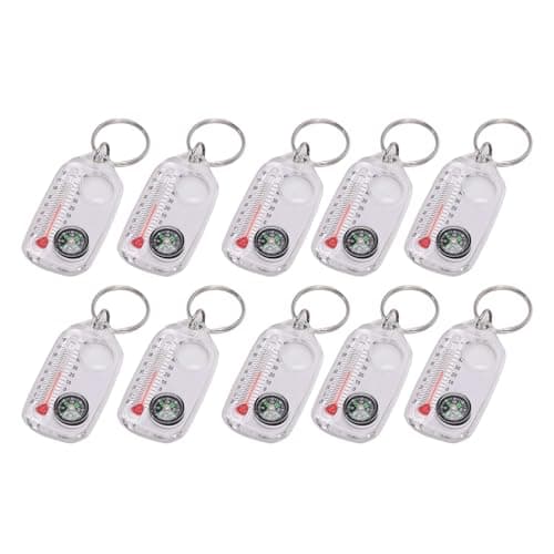 Aramox Compass Thermometer Keyring Set, 10 Pack White ABS — view 5