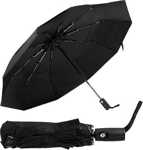 Bodygenix 2 Pack Small Travel Umbrella, Automatic Open/Close – Strong Windproof Folding Umbrellas, Compact 29 cm, Black – Lightweight Unisex with Sleeves — view 2