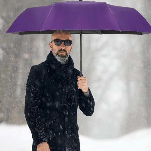 Kajaia 4 Pack Umbrellas Compact Windproof, Automatic Open and Close Folding Rain Umbrella Collapsible for Men Women Travel, Purple, 38.5 inches — view 6