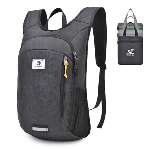 SKYSPER Small Daypack 15L Hiking Backpack Packable Lightweight Travel Compact Foldable Rucksack for Women Men(Black)