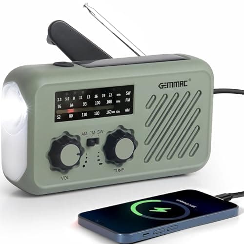 Wind Up Radio, Hand Crank Emergency Radio, Portable 2000mAh Battery AM/FM Radio with Solar Charger Power Bank, 3 Torch Modes, SOS Alarm for Emergency Supplies, Outdoor Sport, Survival Equipment