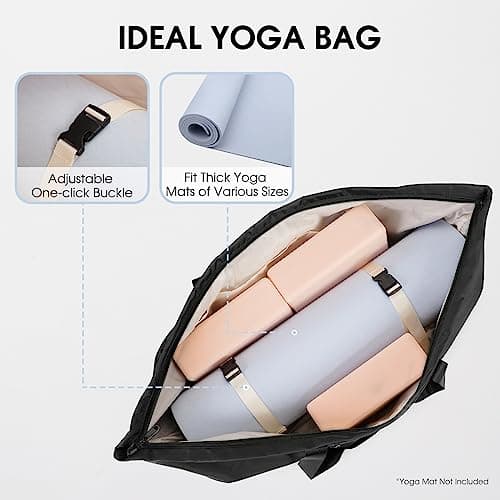 sportsnew Large Yoga Mat Bag for Women Gym Bag with Shoes Bag, Black — view 2