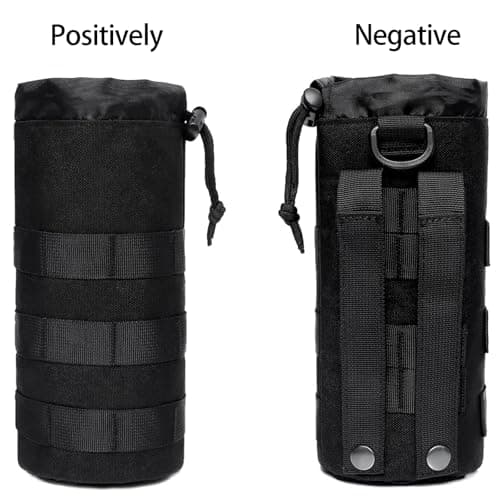 ZYFC Camping Water Bottle Holder Pouch, 1000D Nylon Military-Grade Tactical MOLLE System, Versatile Drawstring & Mesh Bottom Design for Hiking, Travel & Sports, Perfect for Outdoor Adventures (Black) — view 6