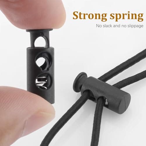 20PCS Toggles for Drawstrings, Plastic Cord Lock Black Double Hole Spring Toggle Stopper Cord Stops Fastener for Luggage, Lanyard, Clothing, DIY Projects, Backpack, Sportswear, Shoelaces, Jackets — view 3