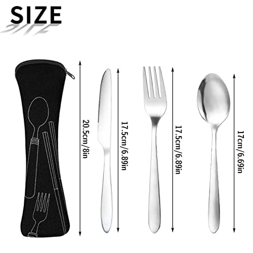 Dacitiery 2 Set Camping Cutlery, Stainless Steel Knife Fork Spoon with Bag — view 2