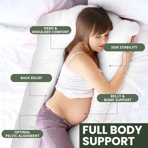 Bedding Home White 9ft U Shaped Pregnancy Pillow | C Shape Full Body Support Pillow For Side Sleepers | Back Support Cuddle Cushion Maternity Long Pillow (9ft, White) — view 5