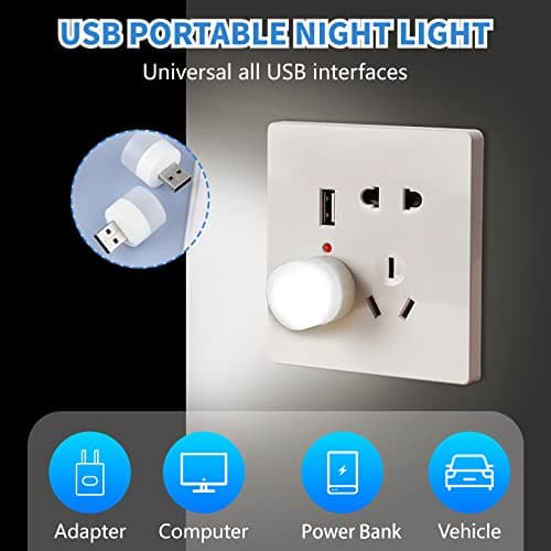 Melofo 9 PCS Mini USB Night Lights, White — view 4