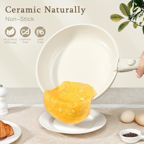 GiPP 8PCS Pots and Pans Set Non Stick,Granite Nonstick Kitchen Cookware Set with Detachable Handle, PFAS & PFOA Free, RV Cookware Set for Camping, Oven Safe(White,8PCS-Big Size) — view 4