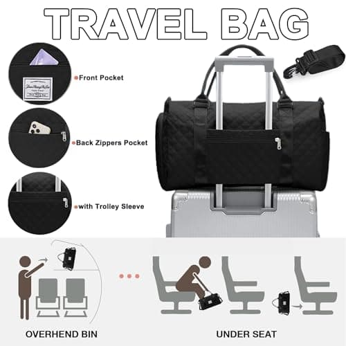 Cabin Bags Travel Bag for Ryanair Airlines Gym Bag for Women and Men Carry On Holdall Lightweight Luggage Overnight Weekend Bag underseat Luggage for Women and Men with Wet Pocket(Black) — view 6