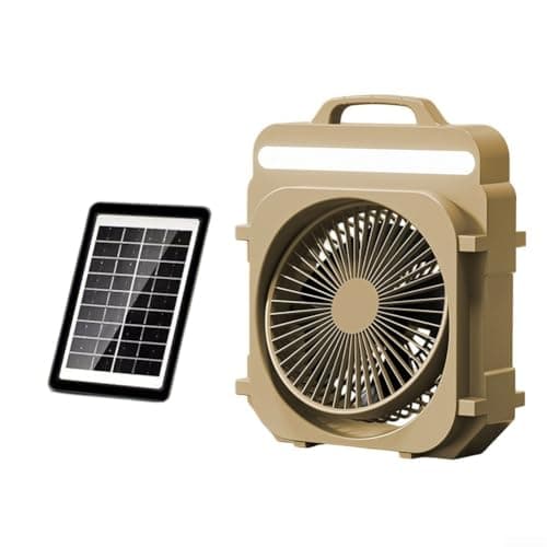 Portable Camping Fan Solar Powered Lightweight(Apricot)