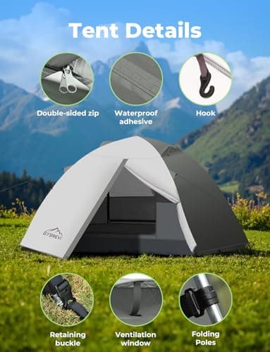 Gysrevi Camping Tent 1/2 Man Waterproof Tents for Camping, 3 Season, Grey — view 6