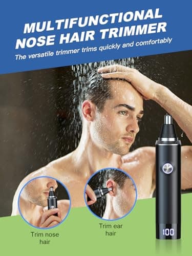 Rechargeable Nose Hair Trimmer for Men and Women, 2024 Upgrade, Painless USB Nose Trimmer, Ear and Nose Clipper, Facial Hair Removal, Easy to Clean, Dual Edge Blades, IPX7 Waterproof — view 2
