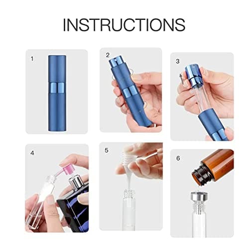 Toureal Travel Perfume Atomiser Refillable - Mini Aftershave Spray Bottle - Small Glass Fragrance Atomizer for Women - Portable Empty Cologne Refill Pump Dispenser for Men Silver 3Pcs — view 5