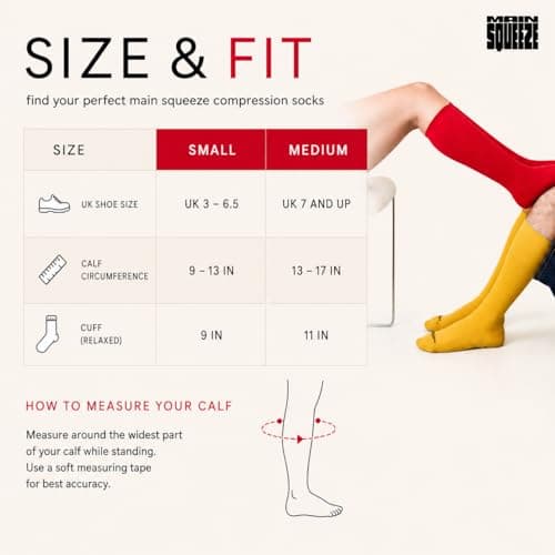 Main Squeeze Compression Socks for Women & Men — Knee High 15-20 mmHg Graduated Compression Stockings — Flight Travel & Nurse Support — Cushioned, Breathable, Stylish All-Day Wear Banana Yellow Medium — view 5