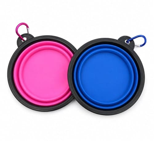 Collapsible Dog Bowl 2 Pack Portable Foldable Pet Travel Bowls for Dogs & Cats Silicone Food & Water Bowl 17cm Random Colours