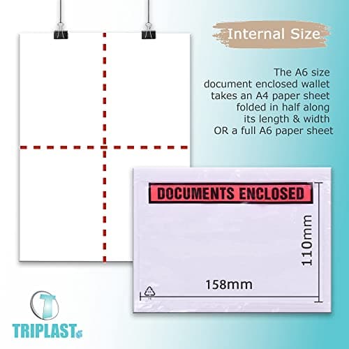 Triplast 100 x A6 Printed Document Enclosed Wallet (158 x 110 mm) | Peel & Seal Clear Plastic Envelopes/Sleeves/Pockets/Wallets | Attach Invoices, Packing Lists & Delivery Notes to Parcels — view 2
