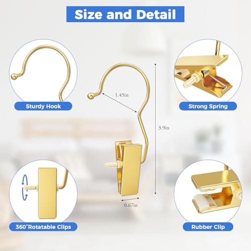 20 Pack Gold Hangers for Closet, Clips Hangers with Hooks, Clothes Pin — view 2
