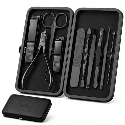 Manicure Set Stainless Steel Nail Care Kit 10 Pieces with Travel Case