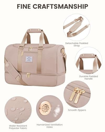 LOVEVOOK Travel Gym Bag for Women - Waterproof Weekend Overnight Holdall Duffel with Toiletry Bag & Wet Pocket, Organiser for Shoes, Swimming Beach Camping Sports Bag — view 4