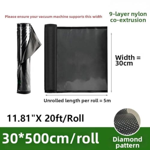 FACAIIO PE+PA Coextruded for Vacuum Sealer Bags Roll Black Textured Nylon High Strength Compression Storage Seasonal Clothes Bedding Moisture Resistant — view 5