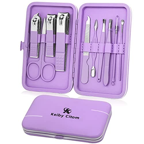 Manicure Set 10pcs Professional Nail Clippers Kit, Purple
