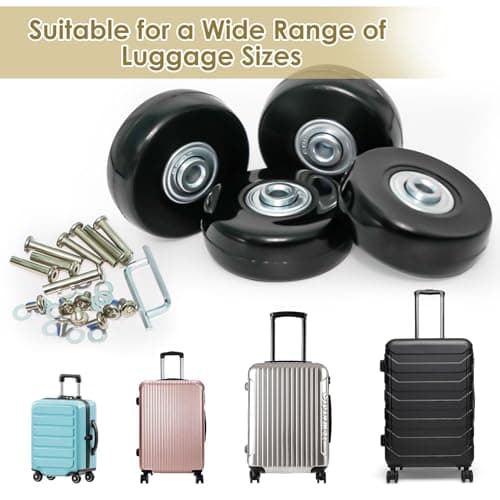 ZOVRIXIA 4 Pcs Luggage Wheels Replacement, Suitcase Wheels Replacement 50 mm x 18 mm, Suitcase Wheels Rubber, Luggage Replacement Wheels Universal Ball Bearings with Replacement Parts Repair Kit — view 4