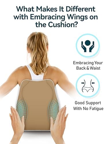 Travel Ease Ergonomic Lumbar Support Cushion, Memory Foam Back Support Cushion for Office Chairs with Skin-friendly Cover for Comfort (Khaki) — view 2