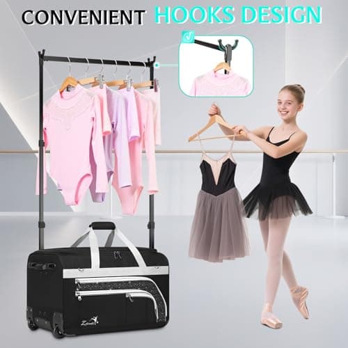Dance Bag with Garment Rack, 23" Bling Dance Bag, Collapsible Dance Competition Bags with Stand for Shows, Livestreamers, Travel, Pink, Fashion (Gray-23" no Curtain) — view 2