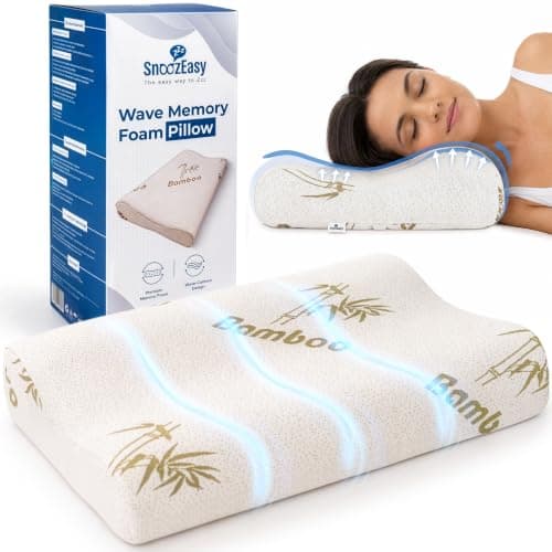 SnoozEasy™ Memory Foam Pillow for Neck & Shoulder Pain Relief | Orthopedic Cervical Pillow with Contoured Neck Support | Cooling Bed Pillow for Side & Back Sleepers | UK Brand