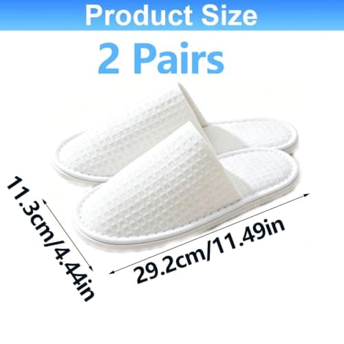 2 Pairs Hotel Slippers, Unisex Waffle Travel Slippers with Non Slip Sole — view 4