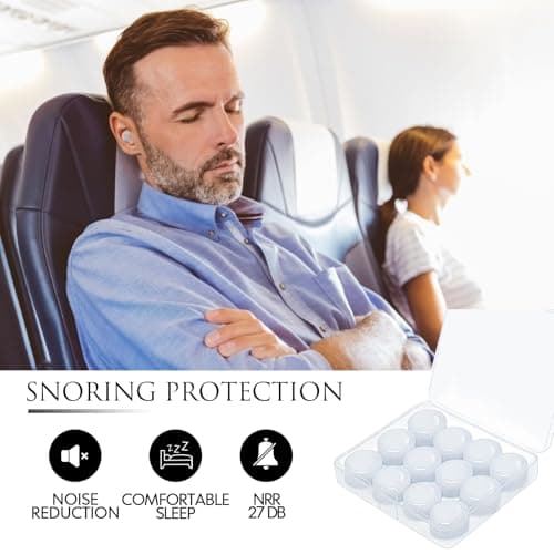 Ear Plugs for Sleeping, 6 Pair(12 Pieces) Moldable Noise Cancelling Silicone Earplugs for Swimming, Snoring, Sleep and Studying White — view 3