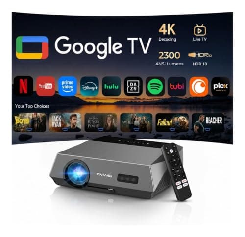 Daytime 4K Projector with Google TV, 2300 ANSI Lumens Smart Projector for Bright Rooms & Outdoor Movie Nights, 38W Dolby Audio, ToF Autofocus, WiFi 6 Bluetooth5.4, HDMI ARC, Home Cinema HDR10