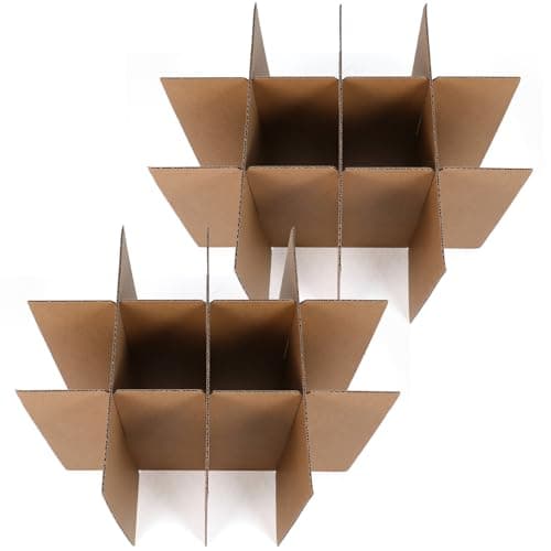 WHAMVOX 5pcs Moving Boxes for Glasses with Paper Cardboard Cell Dividers, Individual Compartments, Reusable Packing Box Inserts for Transporting Fragile Items and Shipping
