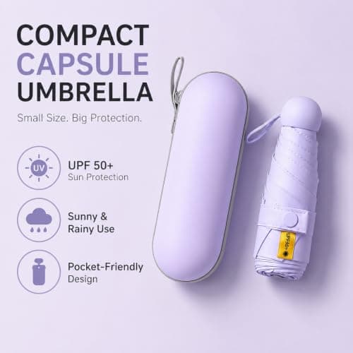 WHJYCC Compact Folding Umbrella - Lilac Travel Umbrella with Case — view 2