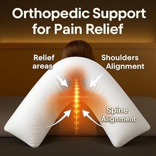 House 22 V Pillow with Pillowcase – Hypoallergenic & Orthopedic V Shaped Pillows for Ultimate Comfort – Ideal for Maternity, Nursing, and Relaxation — view 4