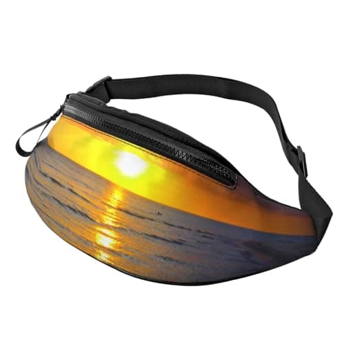 Sunset at Honeymoon Island State Park Print Bum Bag, Waist Fanny Packs with Headphone Jack and Adjustable Belt Cross Body Bumbags for Travel Running Jogging Workout Hiking