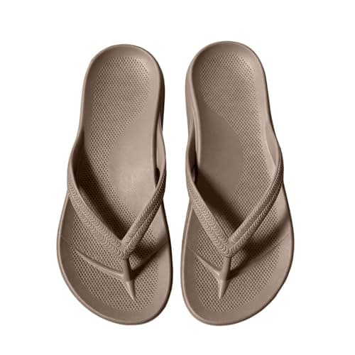 Unisex Flip Flops with Comfort Arch Support Yoga Mat Cushion Wide Fit Open Toe Anti-Slip Thong Sandals Lightweight Platform Slides for Beach Holiday Slip On Indoor Outdoor for Summer Wear