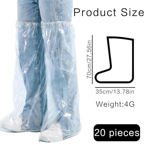 Waterproof Shoe Covers, Plastic Transparent Shoes Protectors, 10 Pairs — view 2