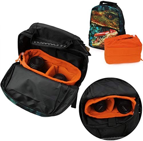 Koolertron Padded DSLR Camera Insert Shockproof Camera Bag Insert Camera Partition Protective Bag Compatible with Sony Nikon DSLR Shot Or Flash Light (Orange) — view 6