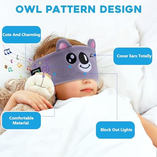 Bluetooth Sleep Mask, CestMall Sleep Eye Mask with Wireless Headphones Blackout Sleep Headphones Headband Music Sleeping Bluetooth Headband Birthday X-mas Gift for Children Boy Girl Travel Nap (Grey) — view 4