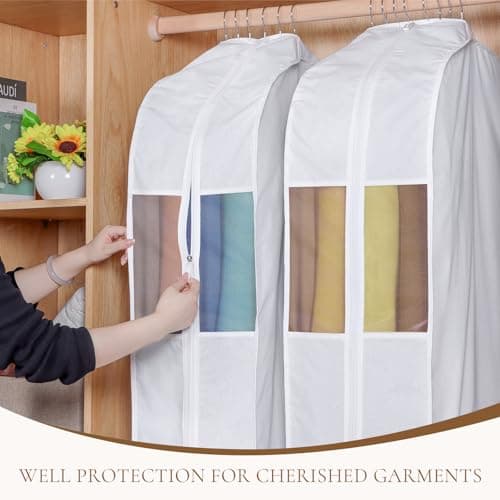 Univivi Premium Cotton Garment Bags, 50 In Hanging Clothes Storage, 2 Pack — view 5