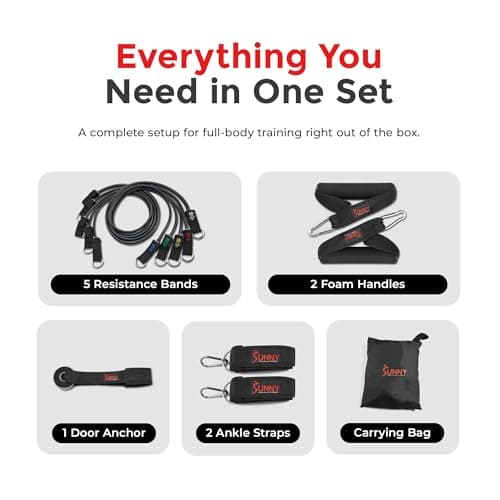 Sunny Health & Fitness Premium Resistance Band Set for Strength Training — view 2