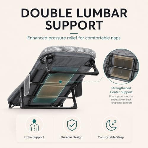 diceevil 6-Position Adjustable Folding Camp Beds for Adults with Cushion,Portable Tent Comfortable Travel Camp Beds,78.7 * 26" Extra Wide,for Home Office Camping,Supports 660 lbs — view 6